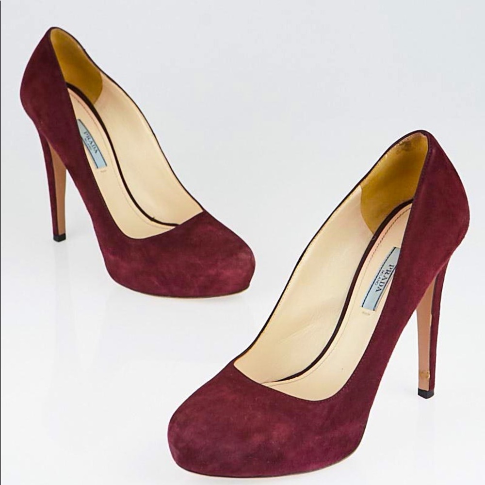 Prada Burgundy Classic Platform Pumps